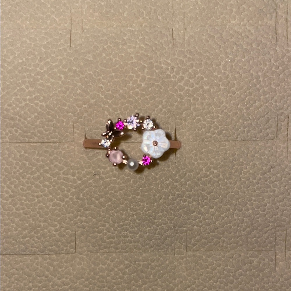 Floral Ring with Pink and White Accents